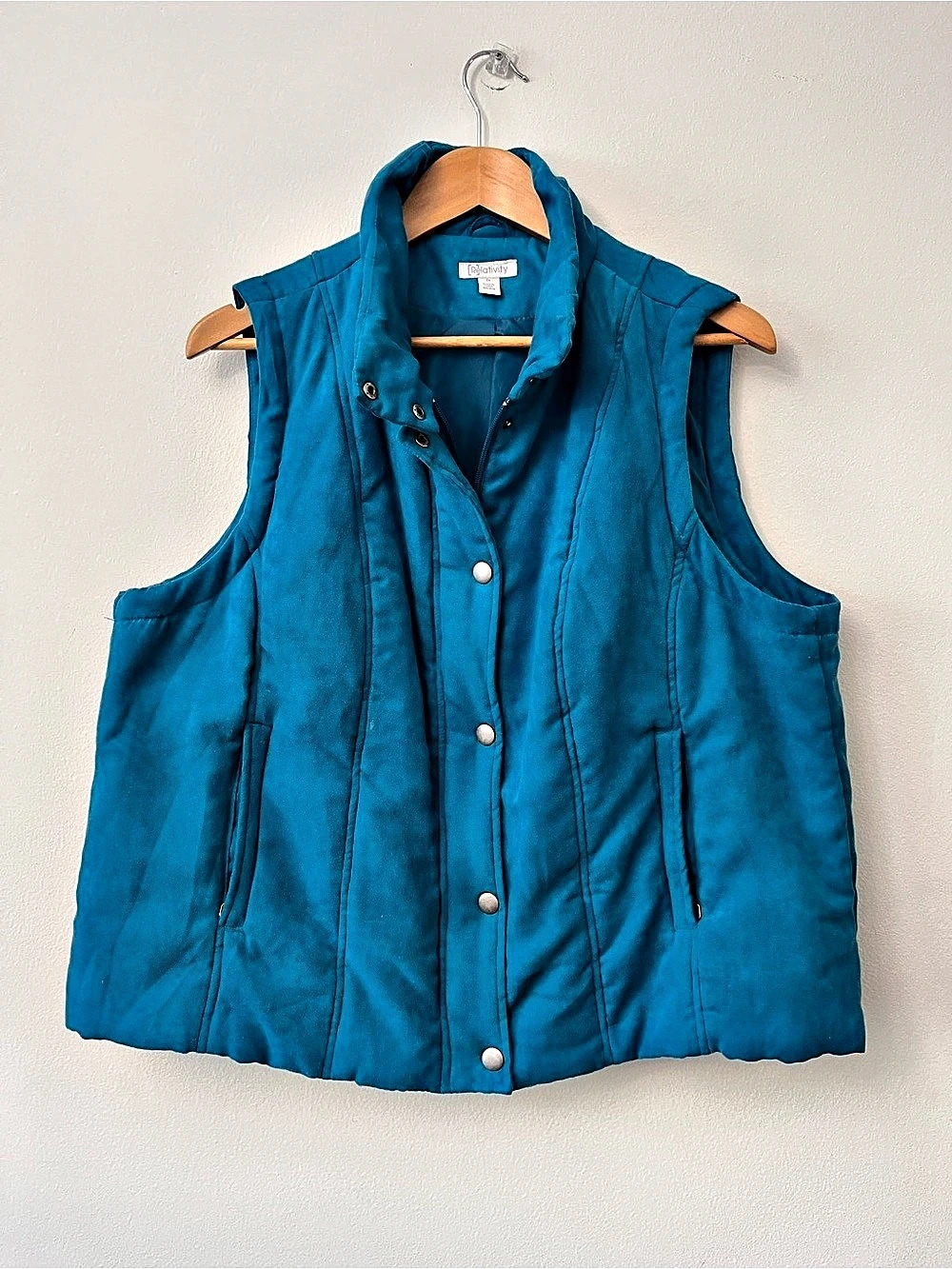 VTG Relativity Quilted Zip Snap Vest in Blue Size 2X